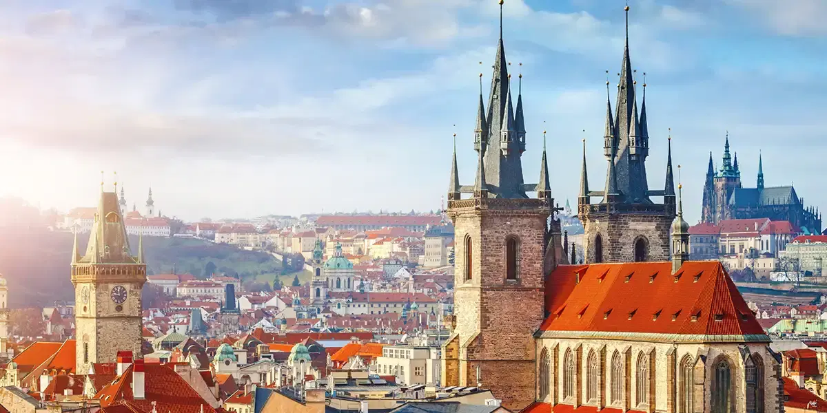 Beautiful Prague city skyline with historic buildings during Prague holidays